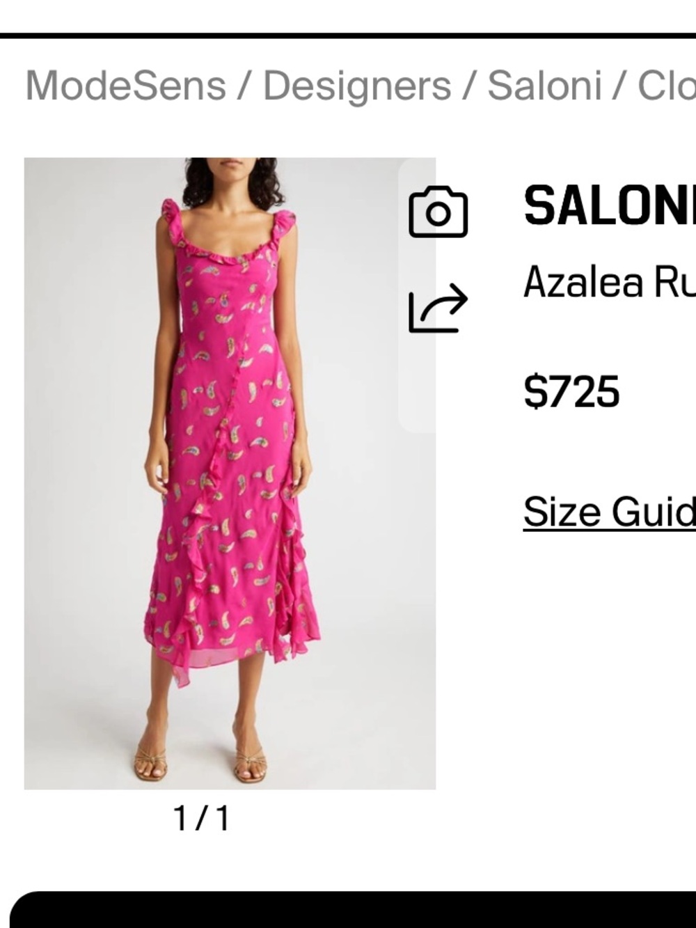 SALONI Fuchsia Paisley Ruffled Midi Dress